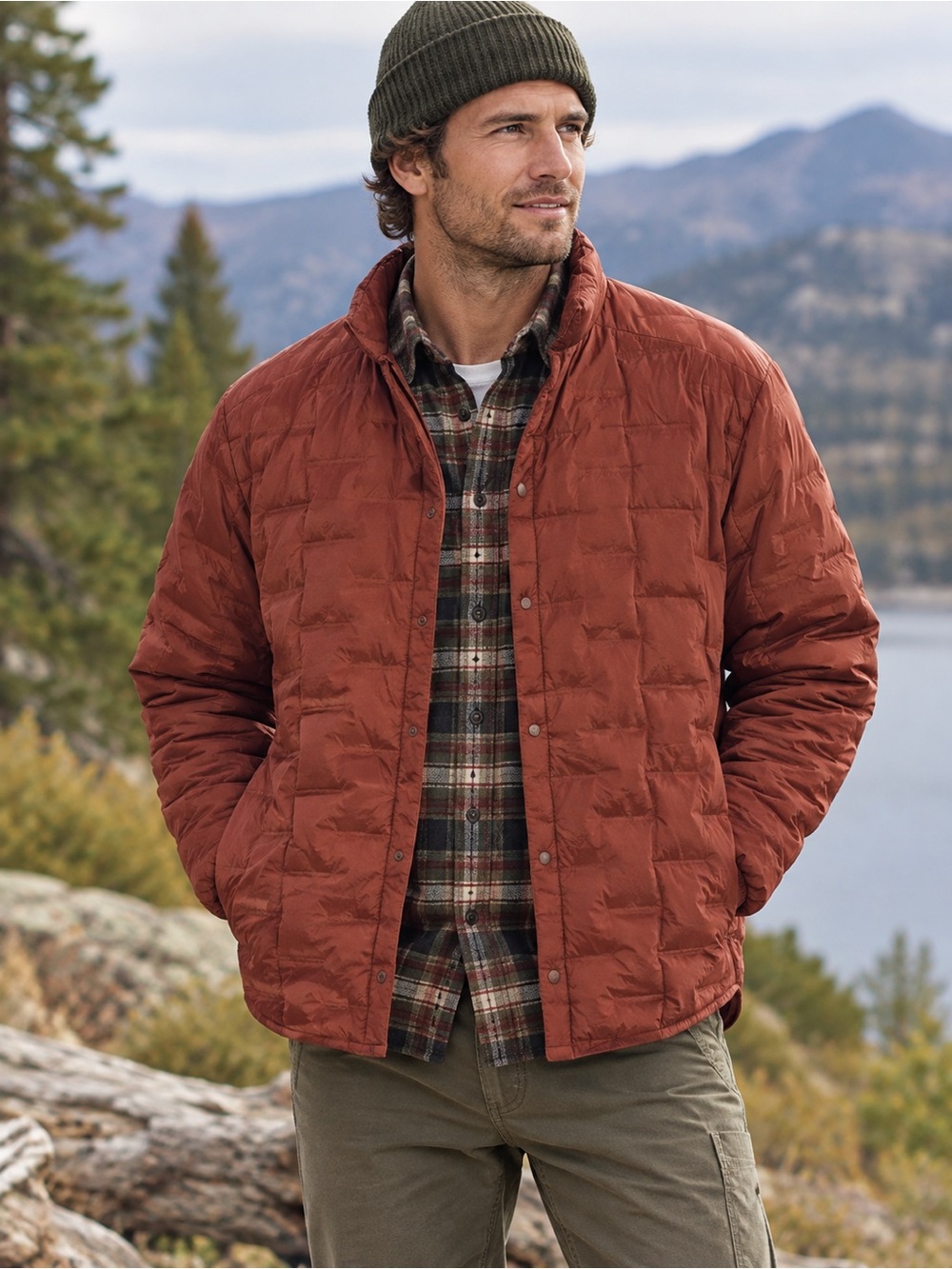 Mountain Hardwear Men's Rust-Down Quilted Snap-Front Puffer Jacket Shacket 2XL